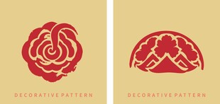 复古玫瑰与大脑图案设计