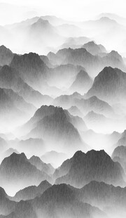 水墨群山意境图