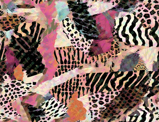 多彩动物纹拼接图案