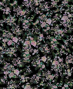 黑色底花卉图案布料