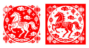 2026马年窗花剪纸