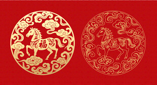 金色马传统图案