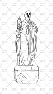 玄奘雕塑线描
