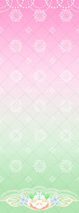 粉绿渐变爱心花纹背景图