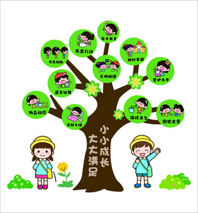 成长树 行为规范展示图插画 