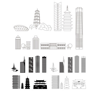 福州景点建筑城市旅游剪影地标志