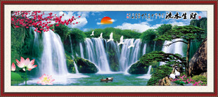 山水风景画瀑布