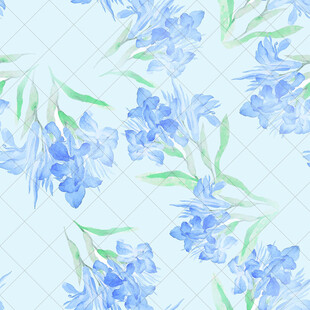 蓝色花卉水彩图案背景