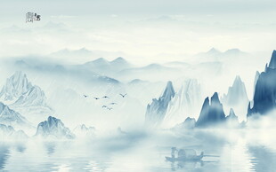 新中式水墨山水画