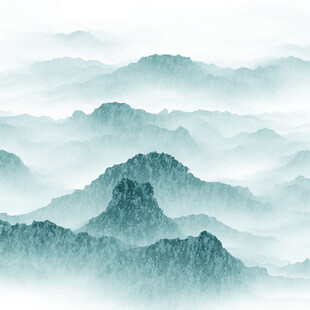 水墨山峦缥缈云雾