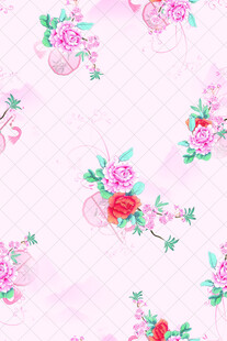 粉色花卉图案布料纹理