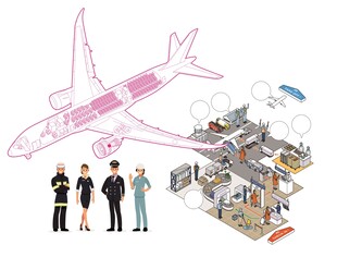 飞机座位 空港流程 矢量素材