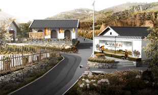 乡村蜿蜒路旁的别致屋舍