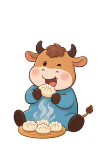 小牛欢乐吃饺子