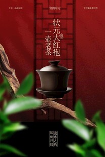 中式茶饮大红袍喝茶海报