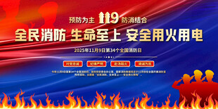 全国消防日背景展板