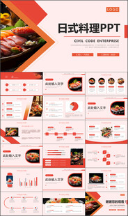 时尚日式料理日本美食PPT模板