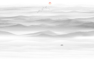 新中式水墨山水电视背景墙