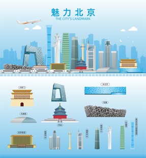 北京地标建筑剪影