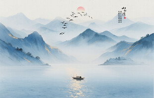 意境山水画风景背景