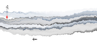 抽象山水水墨画