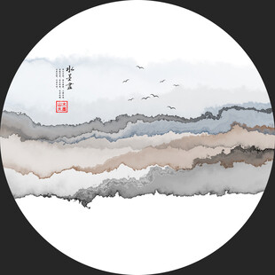 圆形意境水墨画