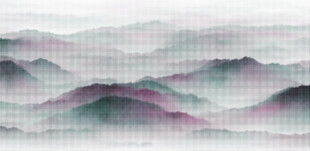 水墨山雕刻点阵图