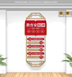 竖版教育家精神校园文化墙
