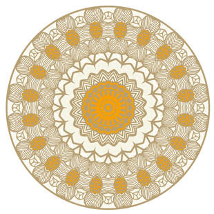 圆形复古花纹装饰图案