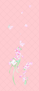 粉色背景中的清新花卉图案