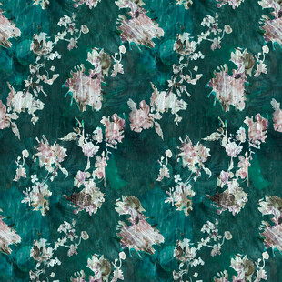 大牌深绿底花卉图案