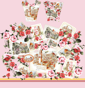 大牌复古花卉蝴蝶图案