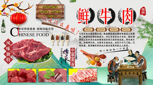 鲜牛肉背景墙