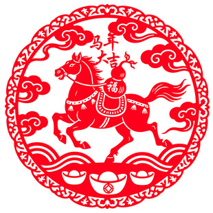 马驮葫芦剪纸