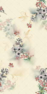 中式花鸟水彩纹理图案