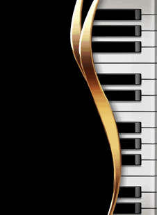 金色钢琴键的优雅曲线