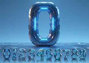 蓝色立体数字每个数字都可放大