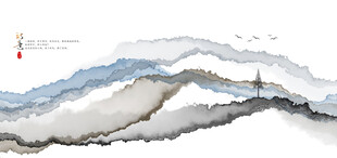 新中式晕染水墨画