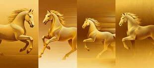 金色线条奔腾骏马动态组图