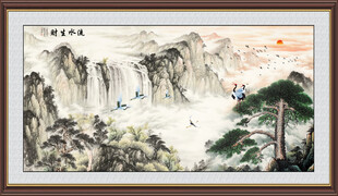 流水生财国画山水