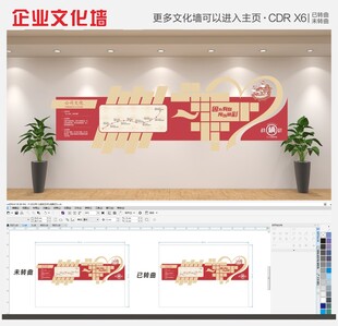 创意红色企业异形公司文化展示墙