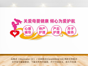 关爱母婴健康医院文化墙
