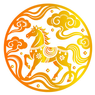 圆形马纹祥瑞图案