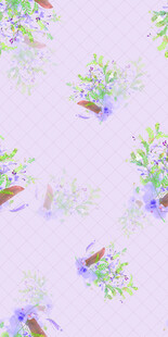 梦幻水彩风小鱼花卉图案