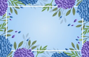 蓝紫花卉边框背景图