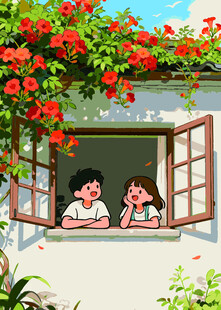 窗边孩童赏景的温馨画面