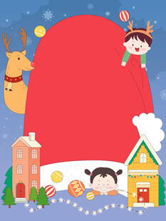 孩子庆祝圣诞节圣诞帽彩色铃铛