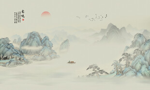 古风山水画背景画