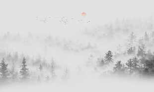 新中式森林水墨山水背景墙