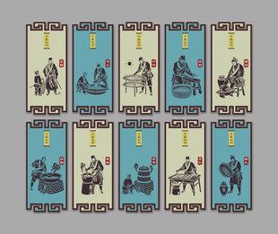 古法中药炮制挂画